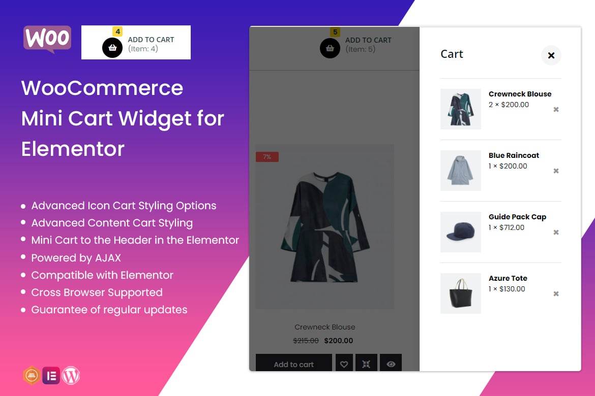 WooCommerce Mini Cart Widget for Elementor plugin cover image