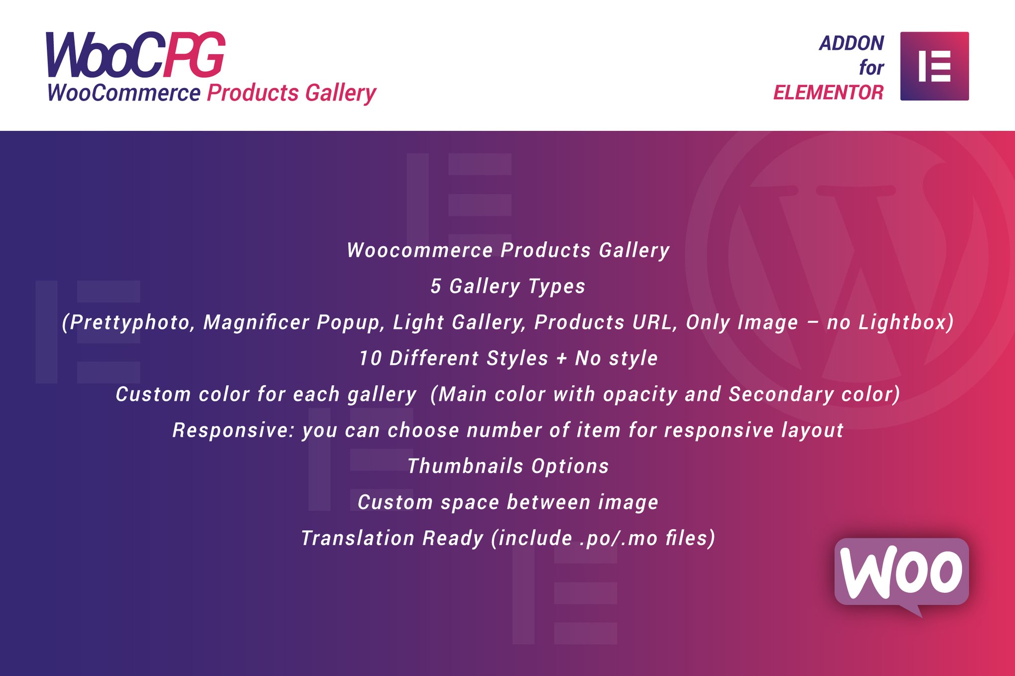 WooCommerce Products Gallery for Elementor plugin cover image