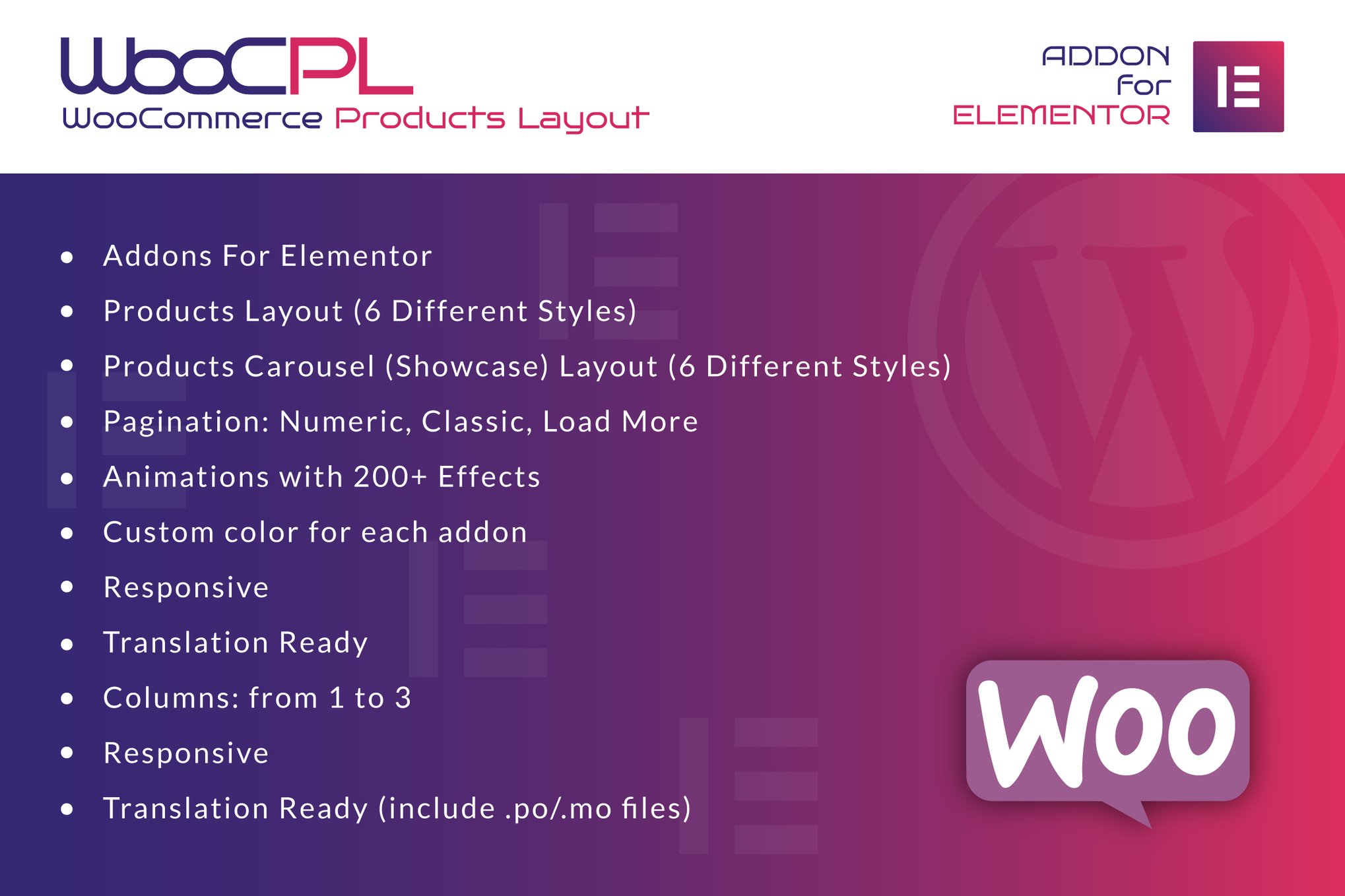 WooCommerce Products Layout for Elementor plugin cover image