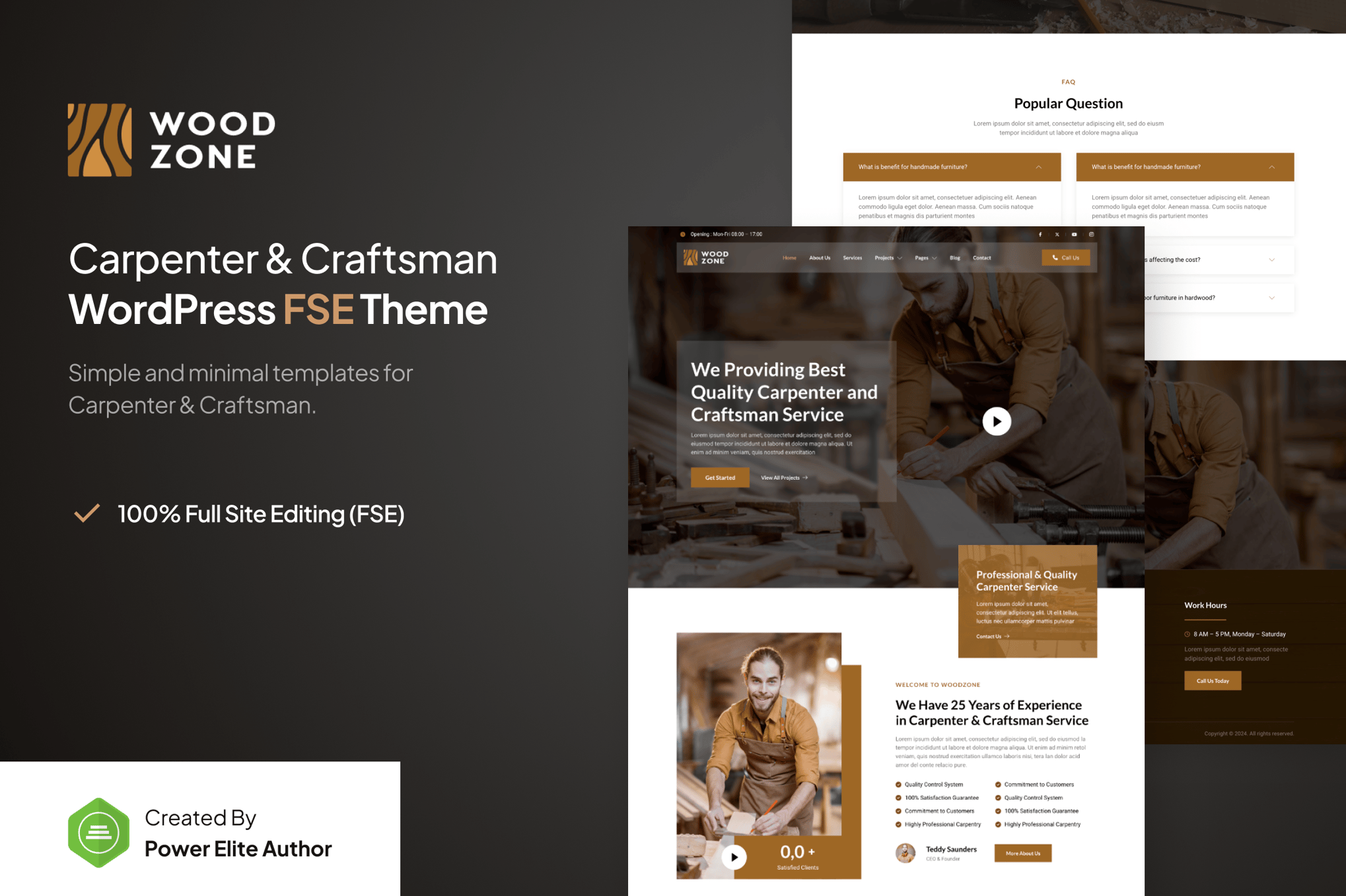 Woodzone - Carpenter & Craftsman WordPress Theme theme cover image