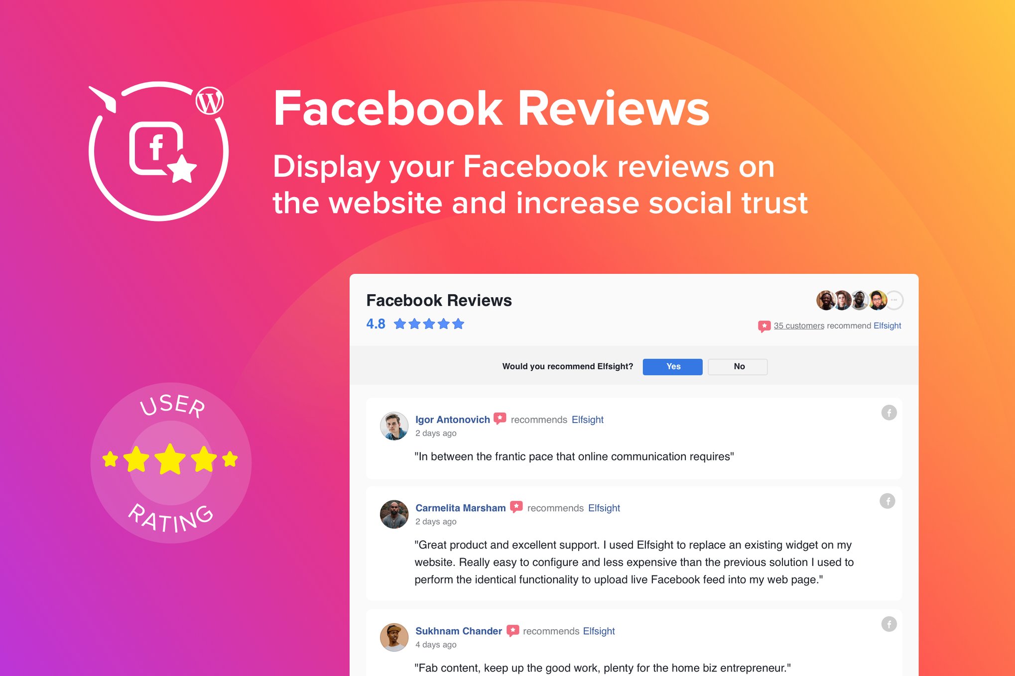 WordPress Facebook Reviews Plugin plugin cover image
