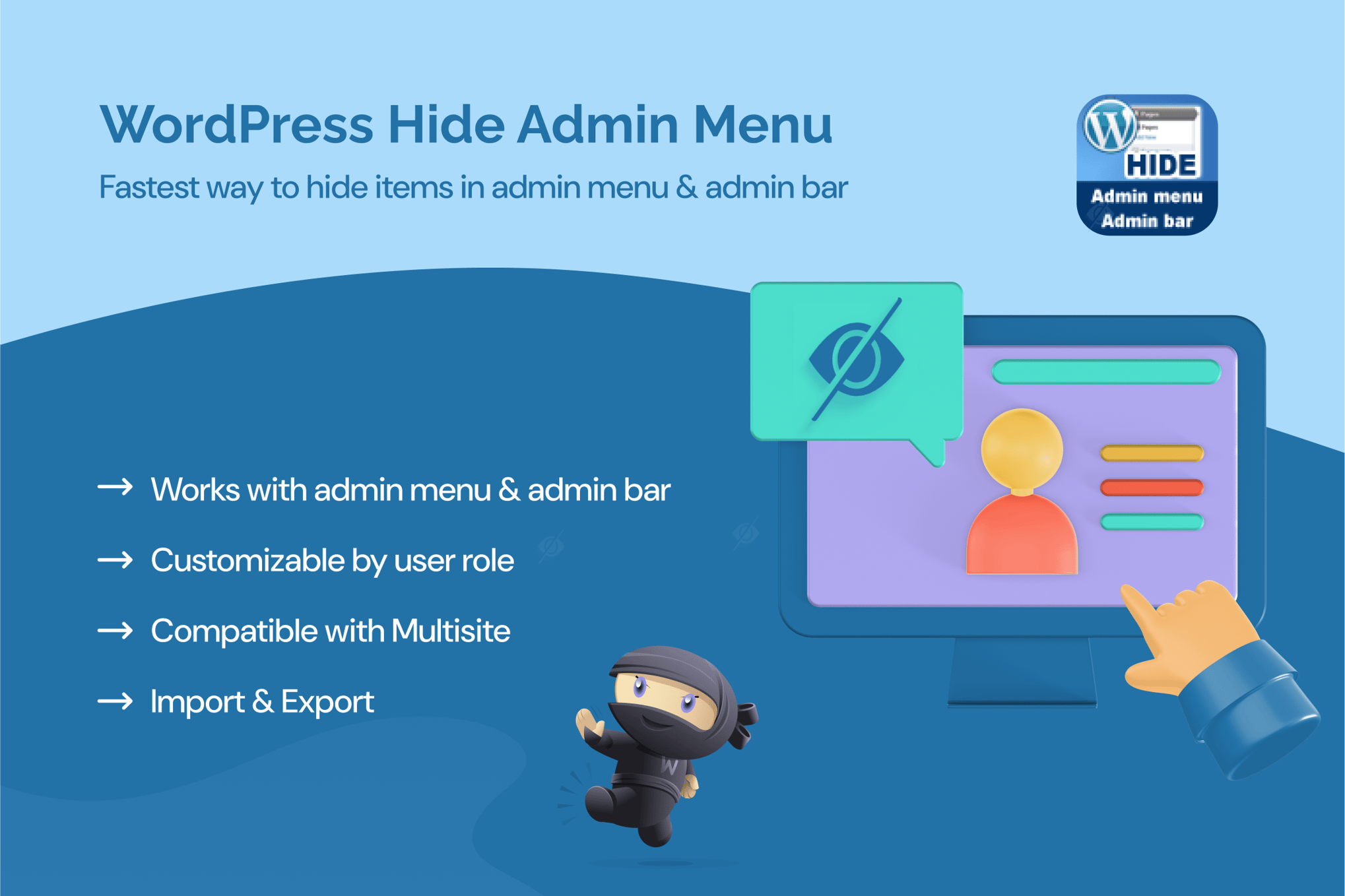 WordPress Hide Admin Menu Plugin plugin cover image