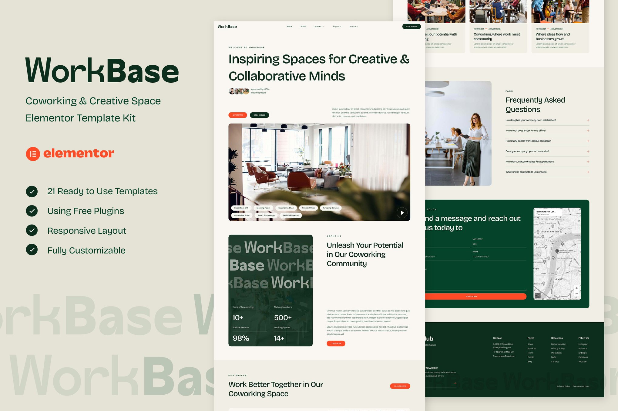 WorkBase - Coworking & Creative Space Elementor Template Kit template kit cover image