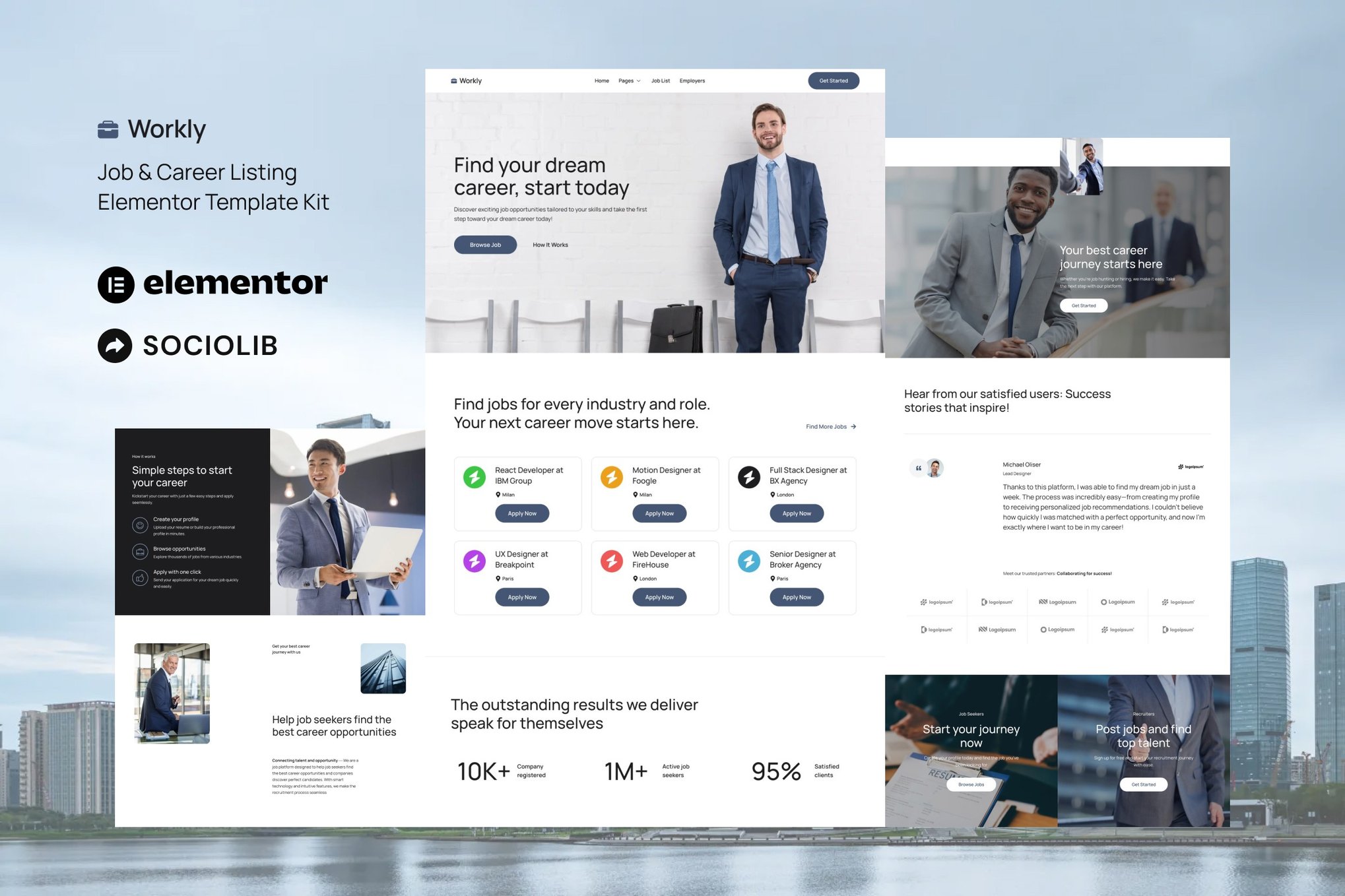 Workly - Job Listing & Career Recruitment Elementor Template Kit template kit cover image