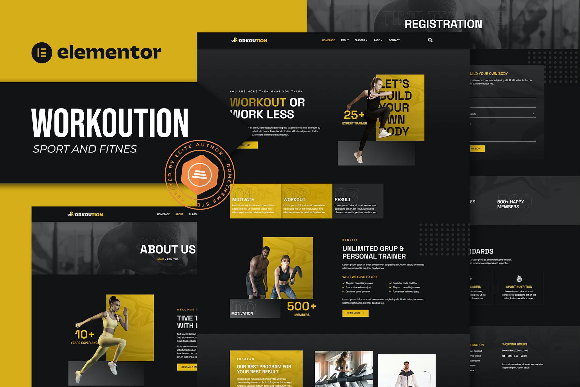 Workoution - Sports and Fitness Elementor Template Kit template kit cover image