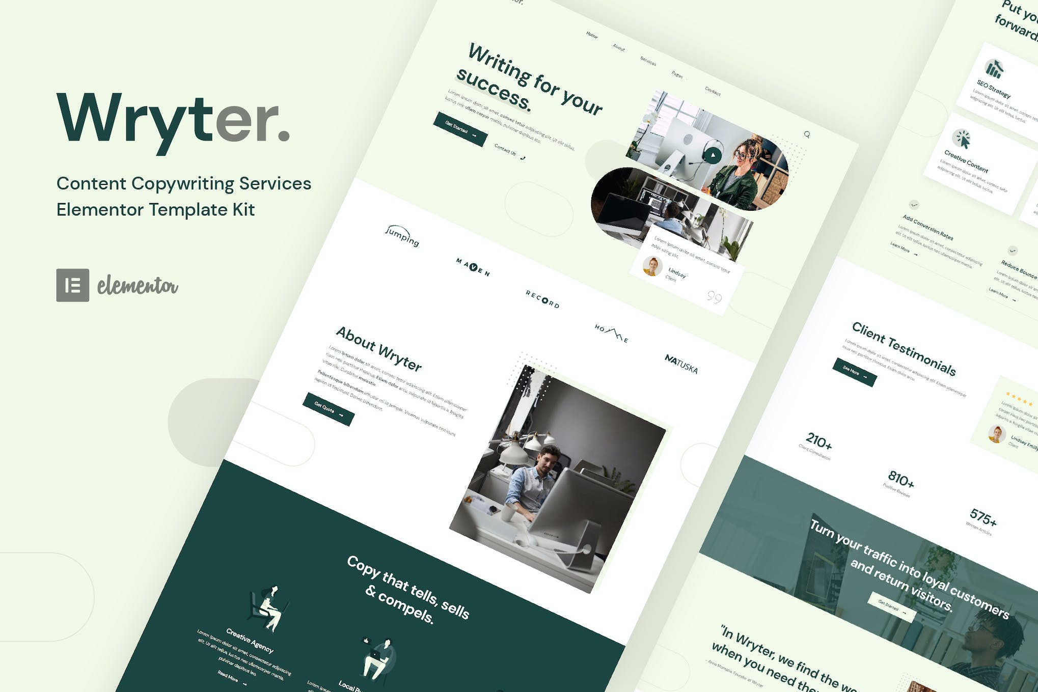 Wryter - Content Copywriting Services Elementor Template Kit template kit cover image