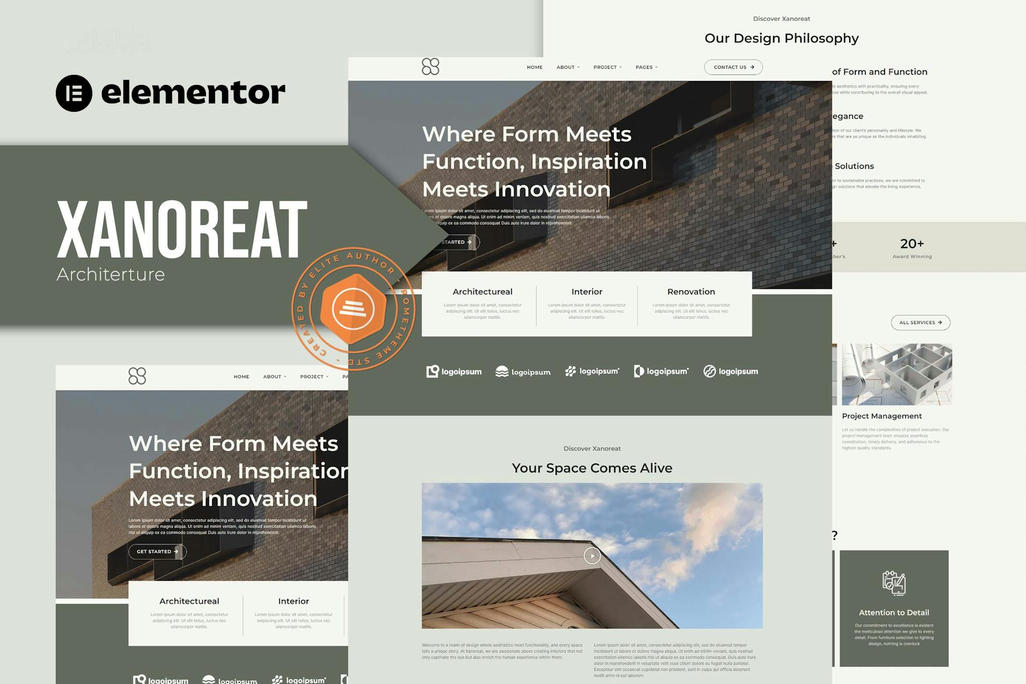 Xanoreat - Architecture Elementor Template Kit template kit cover image