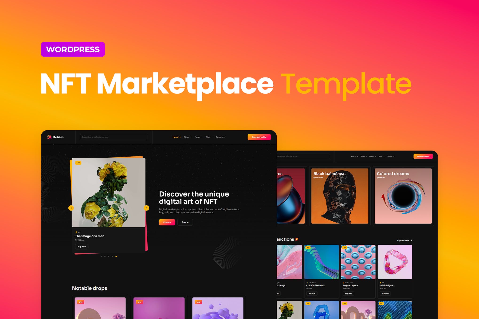 Xchain – NFT Marketplace Elementor Template Kit template kit cover image
