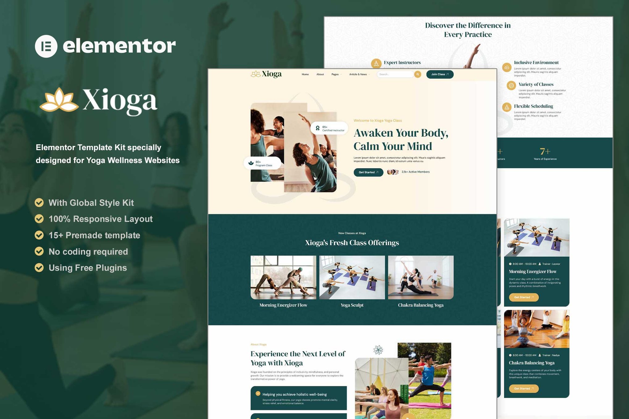 Xioga - Yoga Wellness Elementor Template Kit template kit cover image