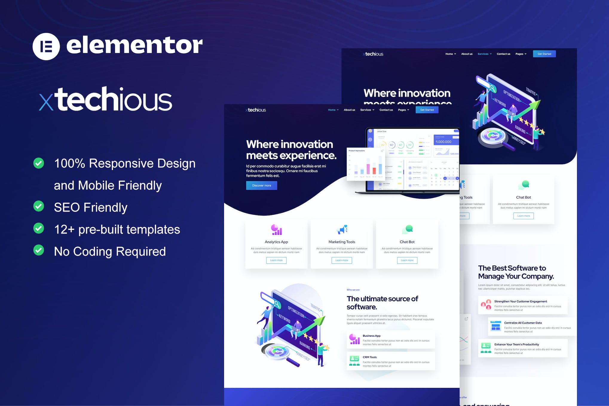 Xtechious - Saas & Digital Tech Company Elementor Template Kit template kit cover image