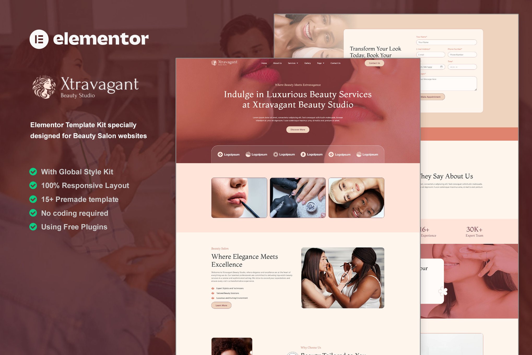 Xtravagant - Beauty Salon Elementor Template Kit template kit cover image