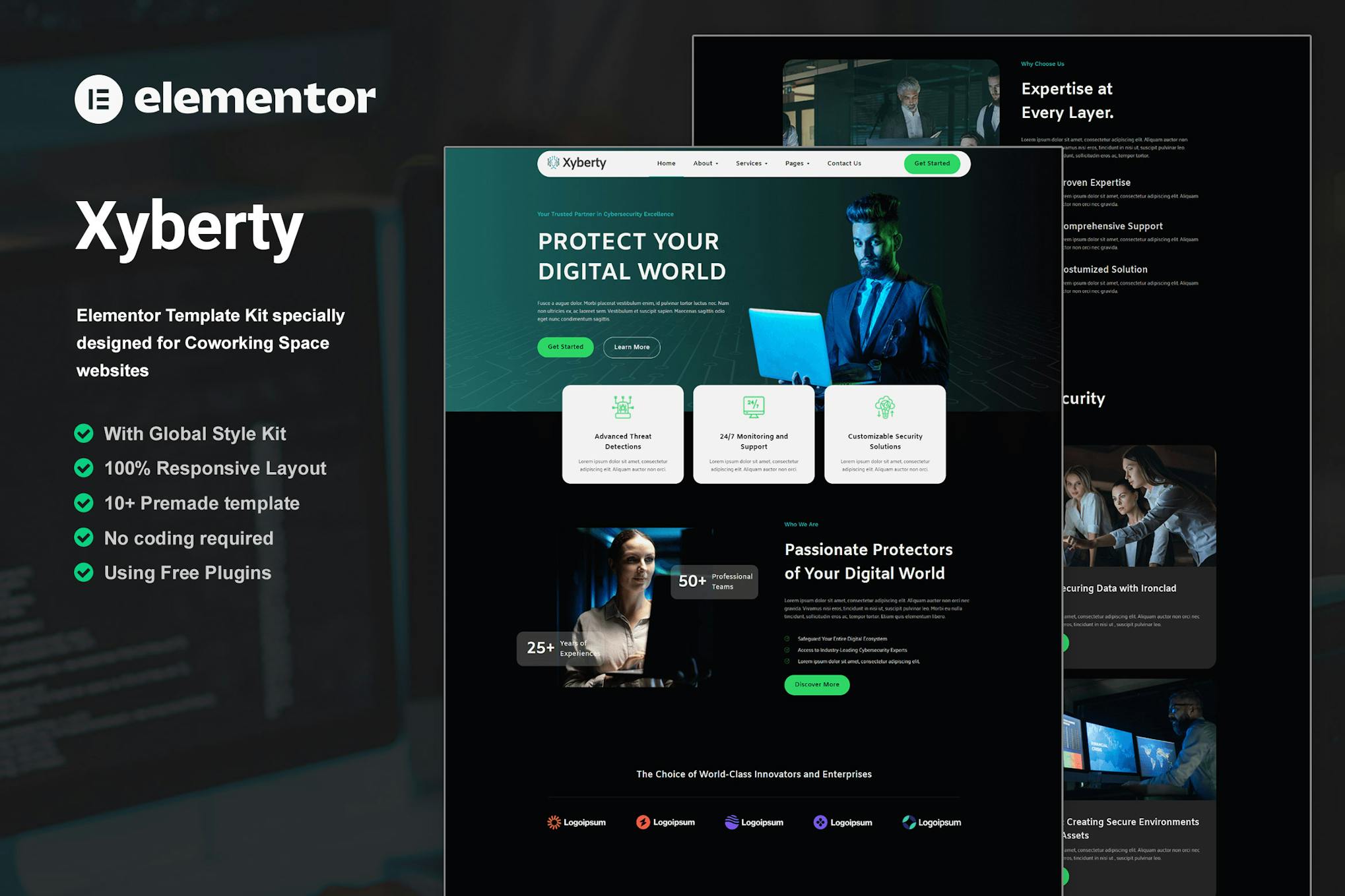 Xyberty - Cyber Security Elementor Template Kit template kit cover image