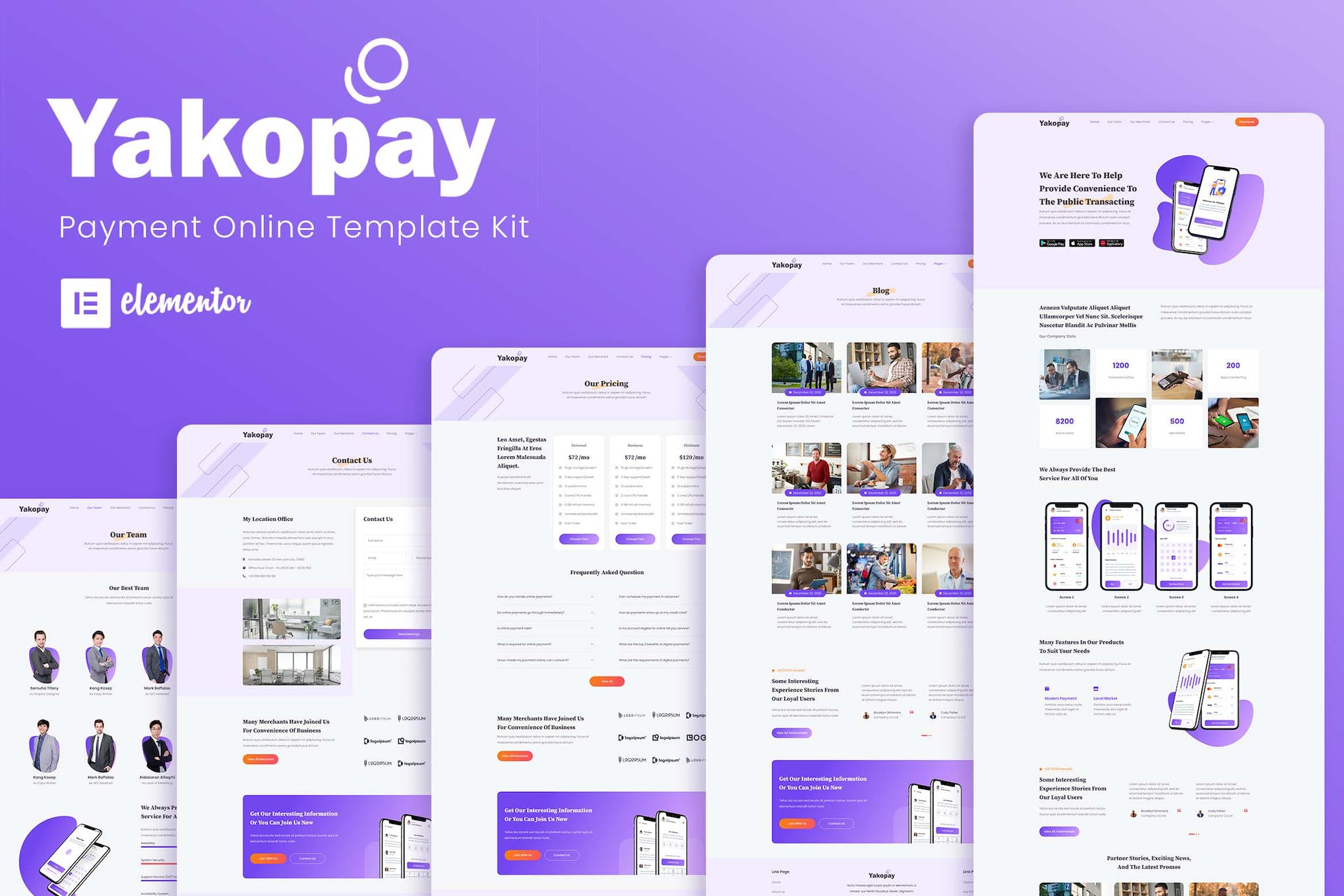 Yakopay - Online Payment App Elementor Template Kit template kit cover image