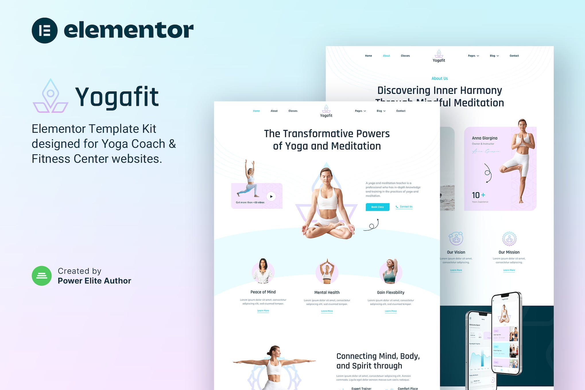 Yogafit – Yoga and Meditation Teacher Elementor Template Kit template kit cover image