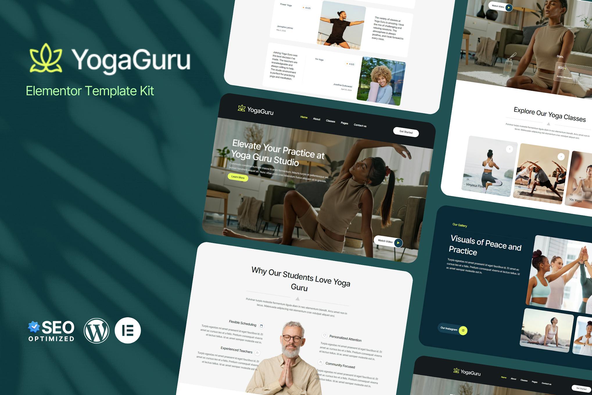 YogaGuru - Yoga Teacher & Studio Elementor Template Kits template kit cover image