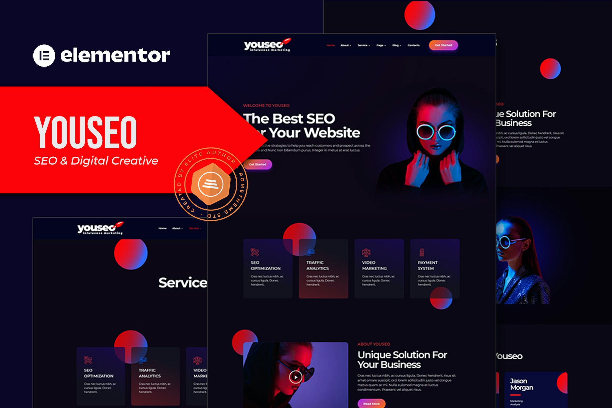 Youseo - SEO & Digital Creative Agency Elementor Template Kit template kit cover image