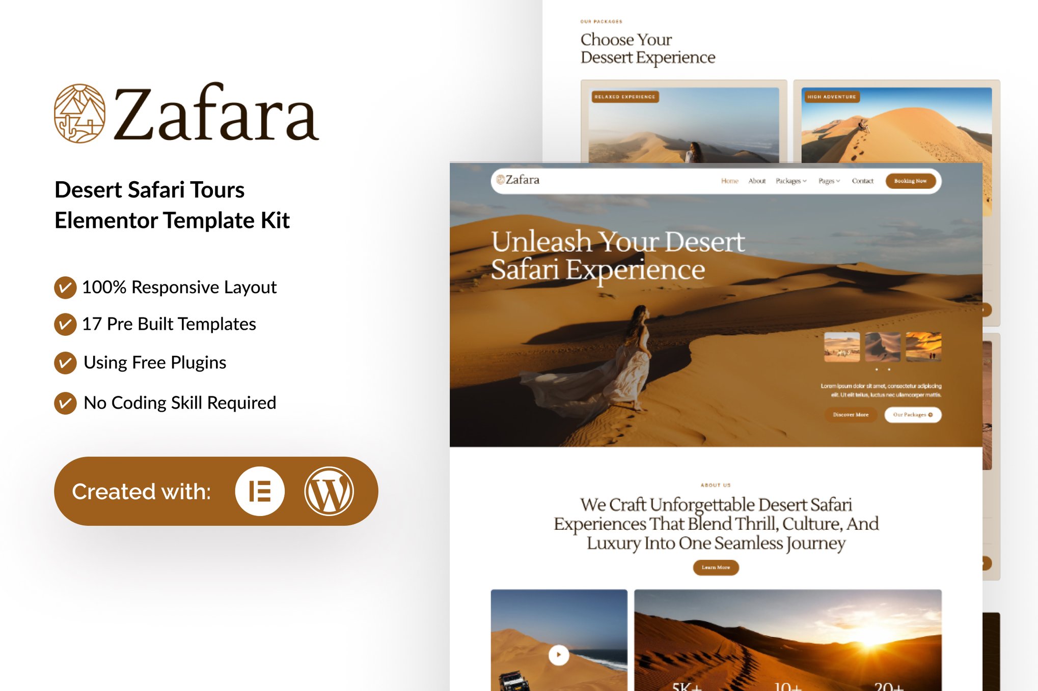 Zafara - Desert Safari Tours Elementor Template Kit template kit cover image