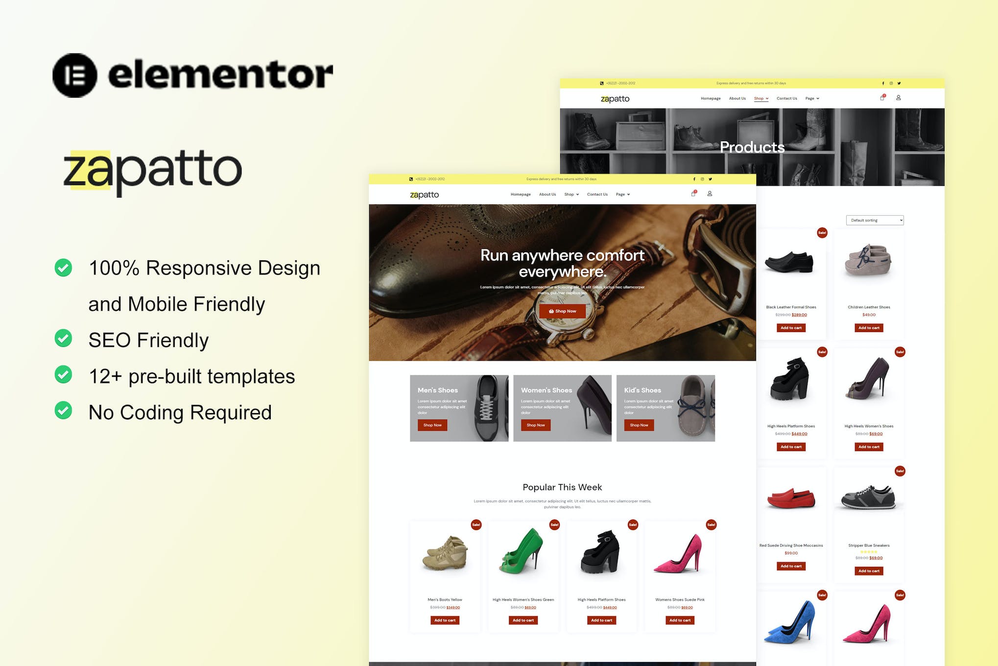 Zapatto - Shoes Store WooCommerce Elementor Template Kit template kit cover image