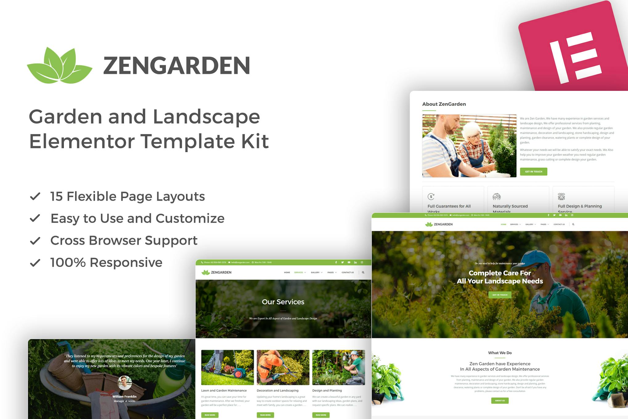 ZenGarden - Garden & Landscape Elementor Template Kit template kit cover image