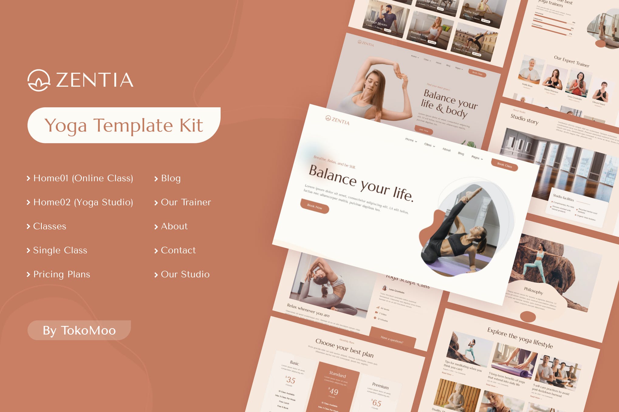 Zentia | Yoga Teacher & Studio Elementor Template Kit template kit cover image