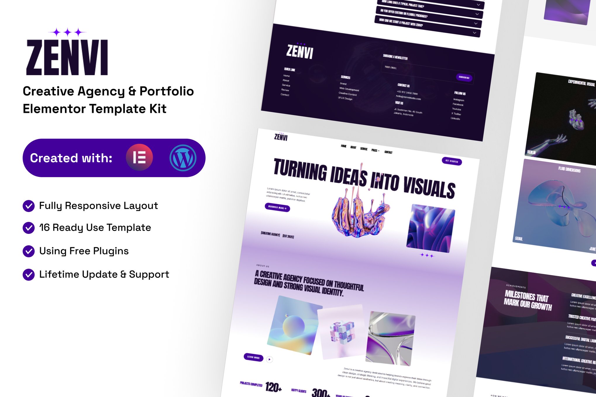 Zenvi - Creative Agency & Portfolio Elementor Template Kit template kit cover image