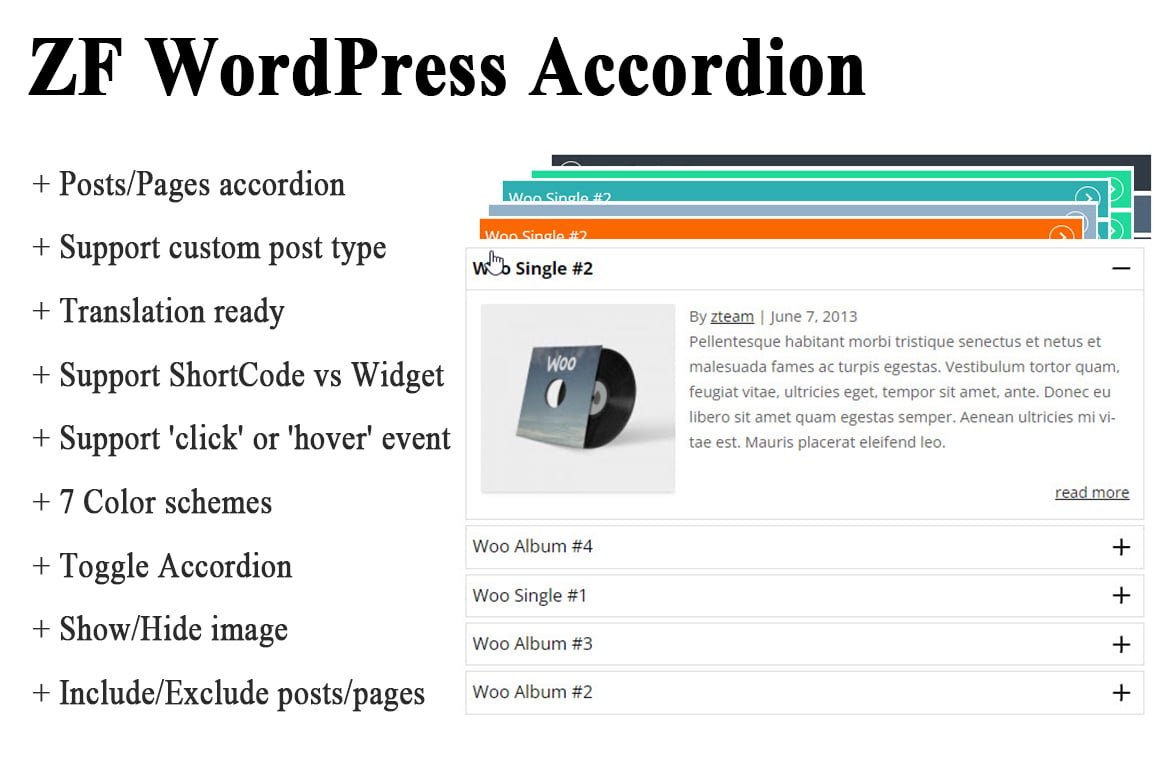 ZF WordPress Accordion plugin cover image