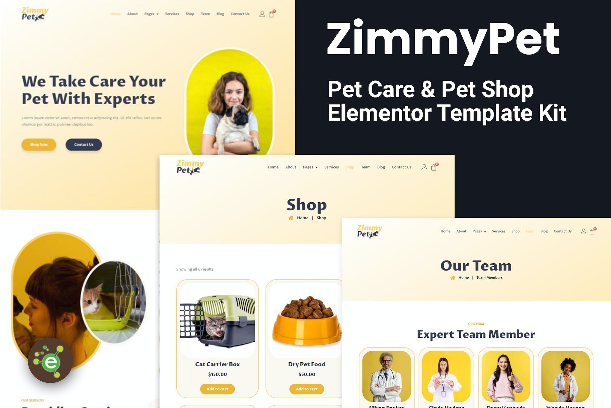 ZimmyPet - Pet Care & Store Elementor Template Kit template kit cover image