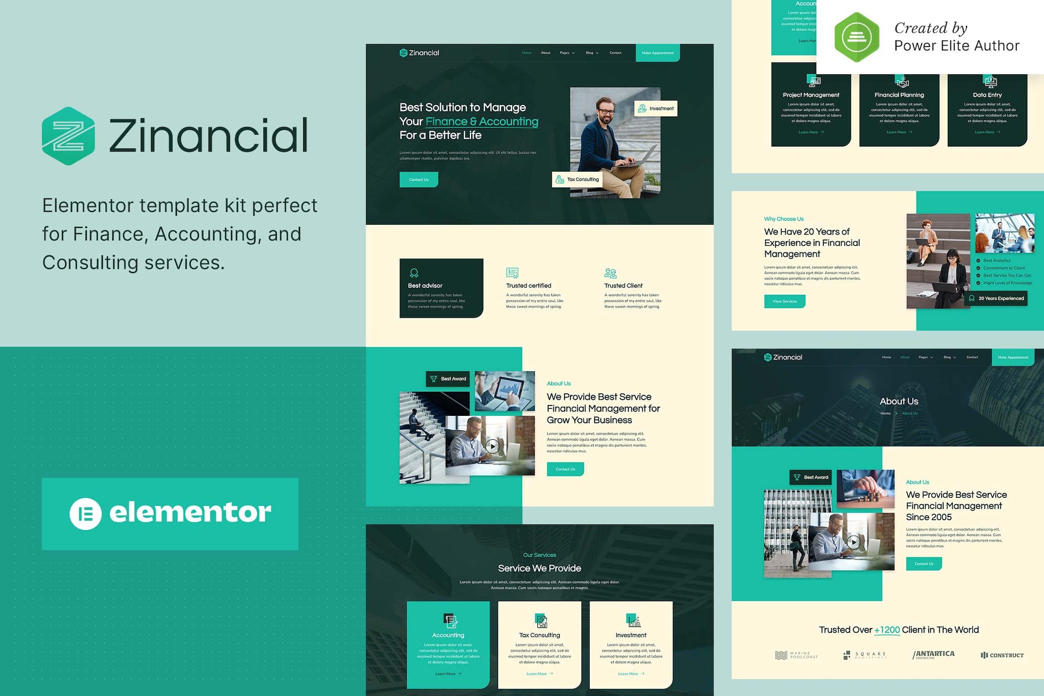Zinancial – Finance & Accounting Services Elementor Template Kit template kit cover image