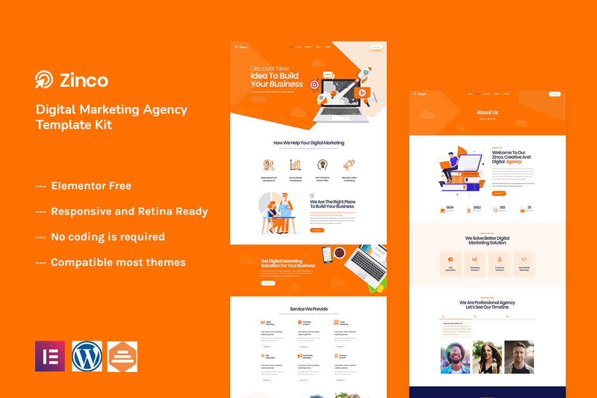 Zinco - Digital Marketing Agency Elementor Template Kit template kit cover image