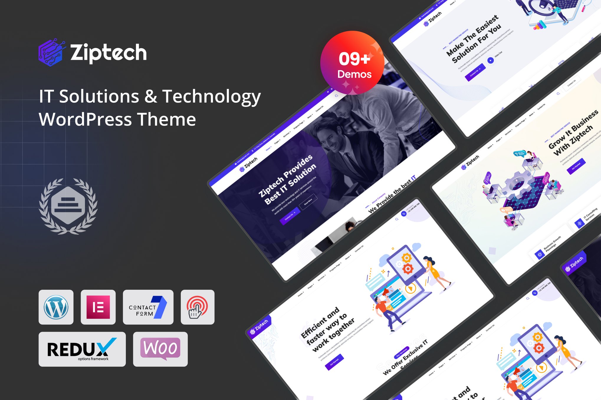 Ziptech - IT Solutions Technology WordPress Theme theme cover image