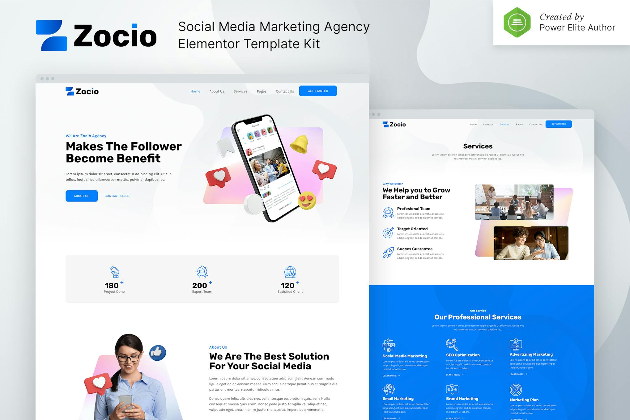 Zocio – Social Media Marketing Agency Elementor Template Kit template kit cover image
