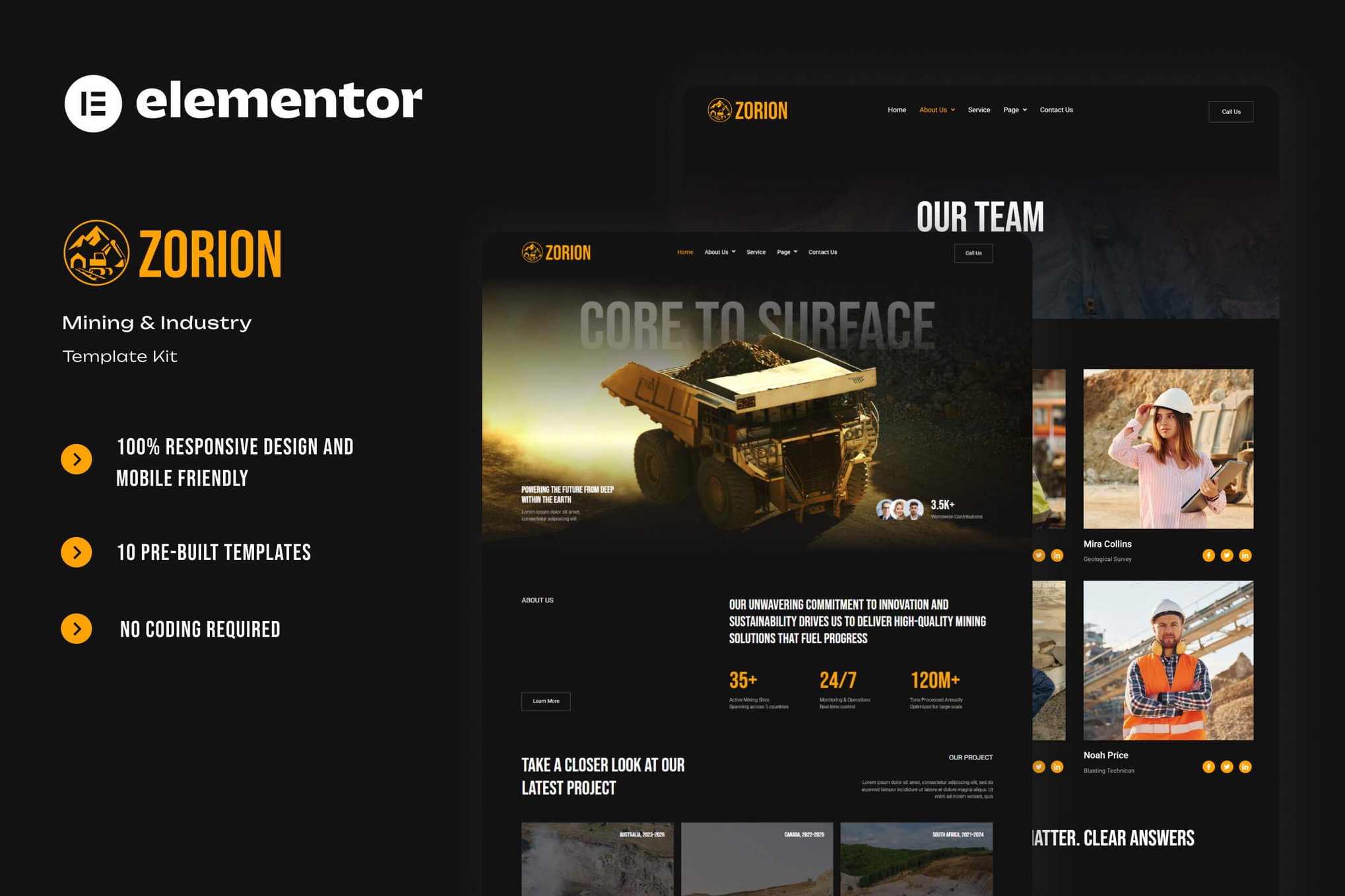 Zorion - Mining & Industry Elementor Template Kit template kit cover image