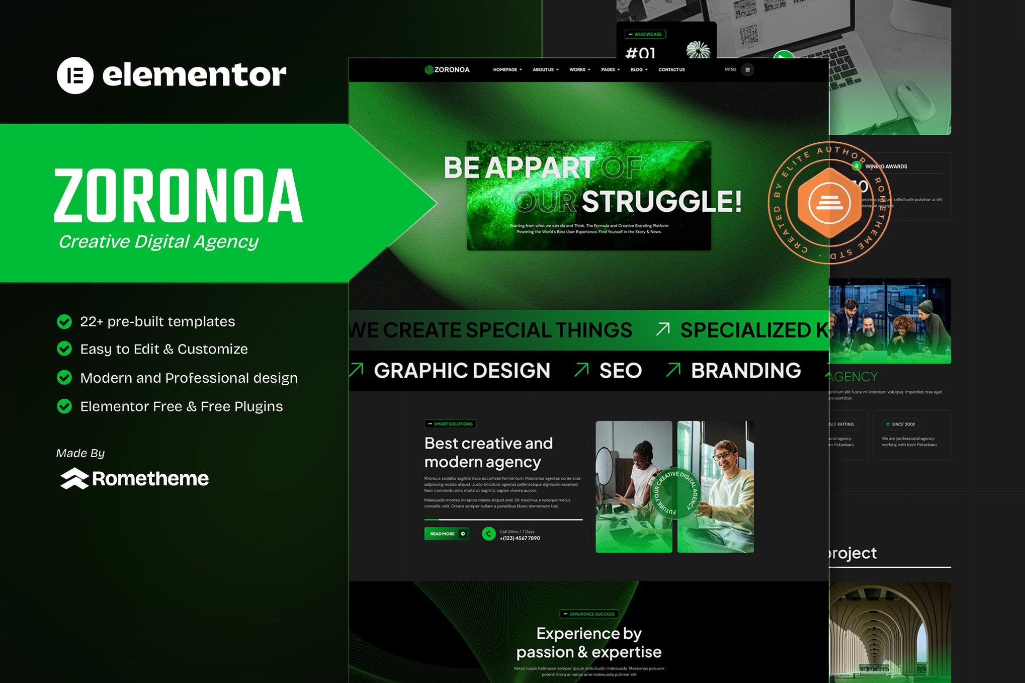 Zoronoa - Creative Digital Agency Elementor Template Kit template kit cover image