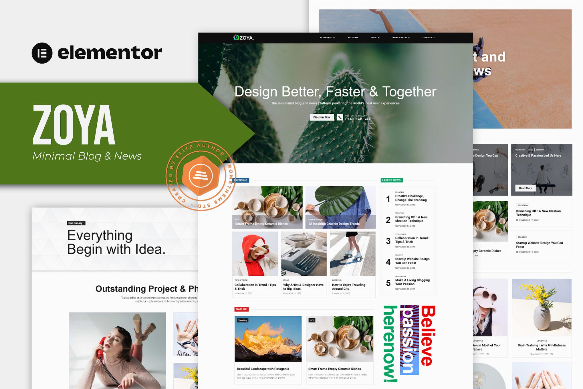 Zoya - Minimal Blog Elementor Template Kit template kit cover image