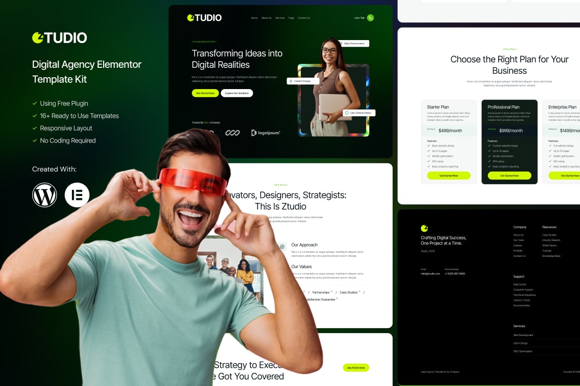 Ztudio - Digital Agency Elementor Template Kit template kit cover image