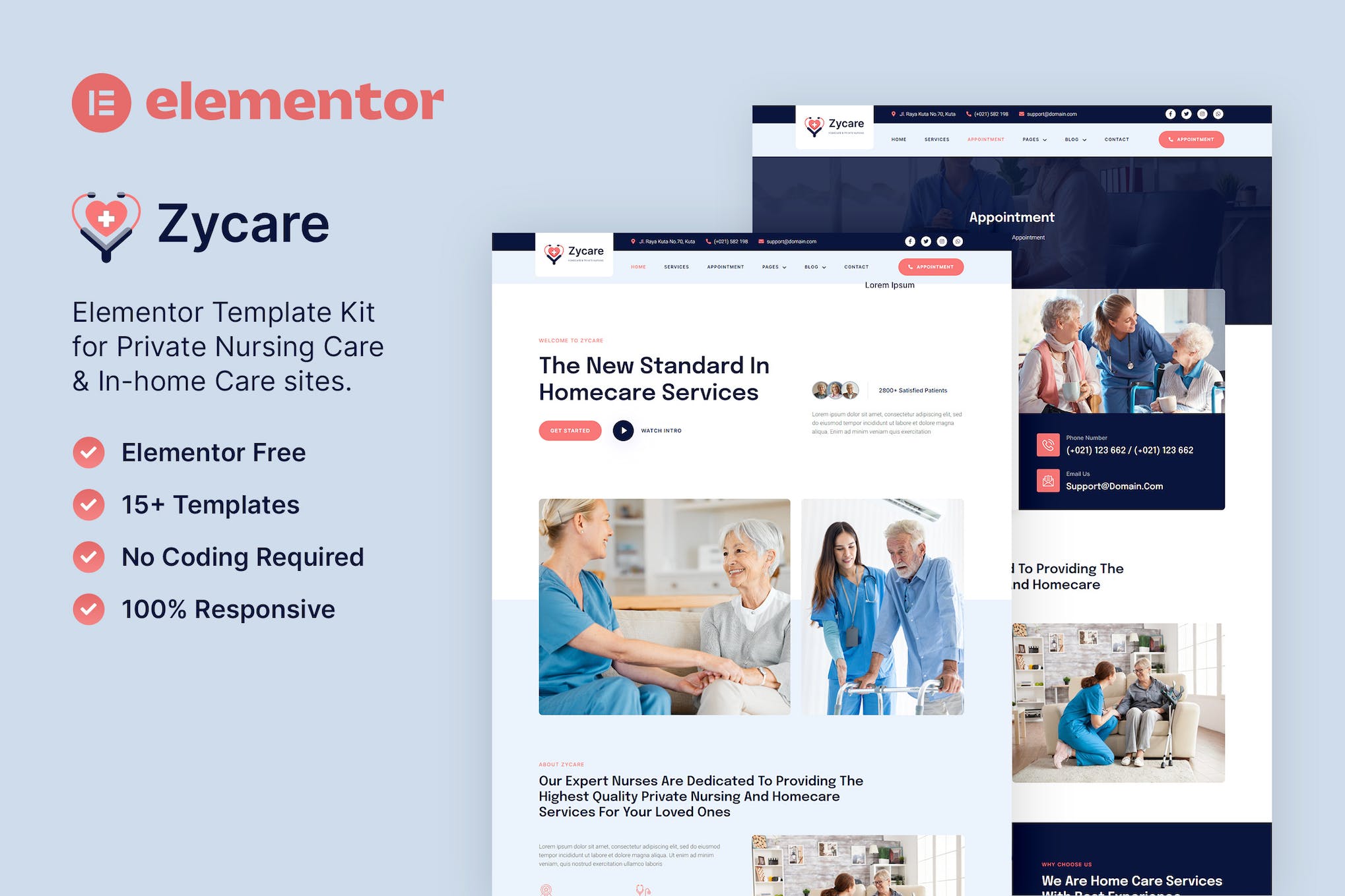 Zycare – In-home Care & Private Nursing Agency Elementor Template Kit template kit cover image